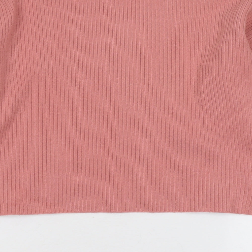 Topshop Womens Pink Round Neck Acrylic Pullover Jumper Size 8