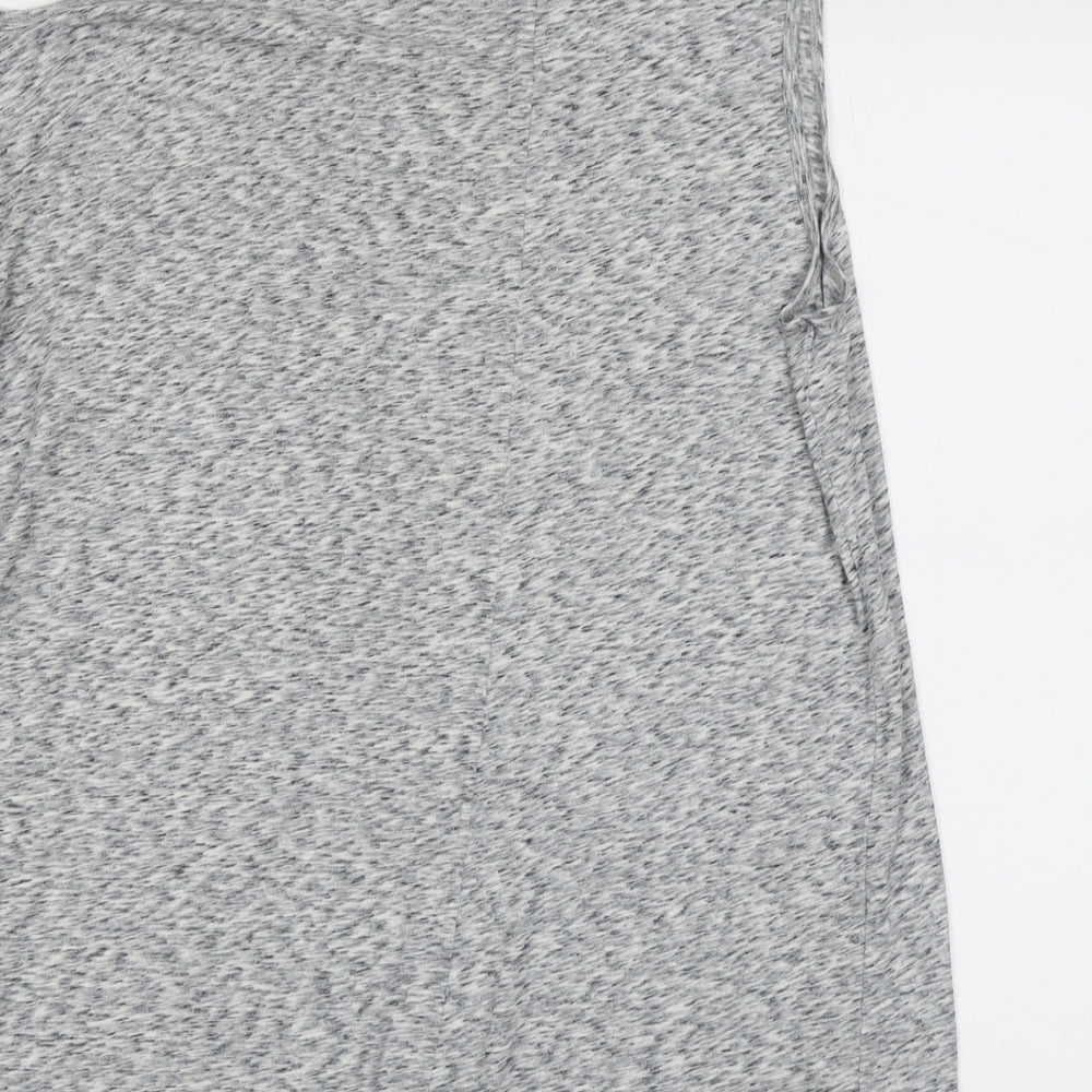 Topshop Womens Grey Geometric Cotton Basic Blouse Size 10 Round Neck