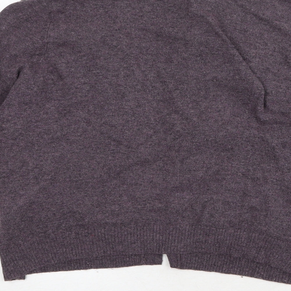 Marks & Spencer Womens Purple V-Neck Nylon Cardigan Jumper Size 14