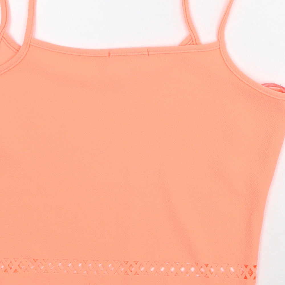 Select Womens Pink Polyester Cropped Tank Size 14 Round Neck - Broderie Anglaise