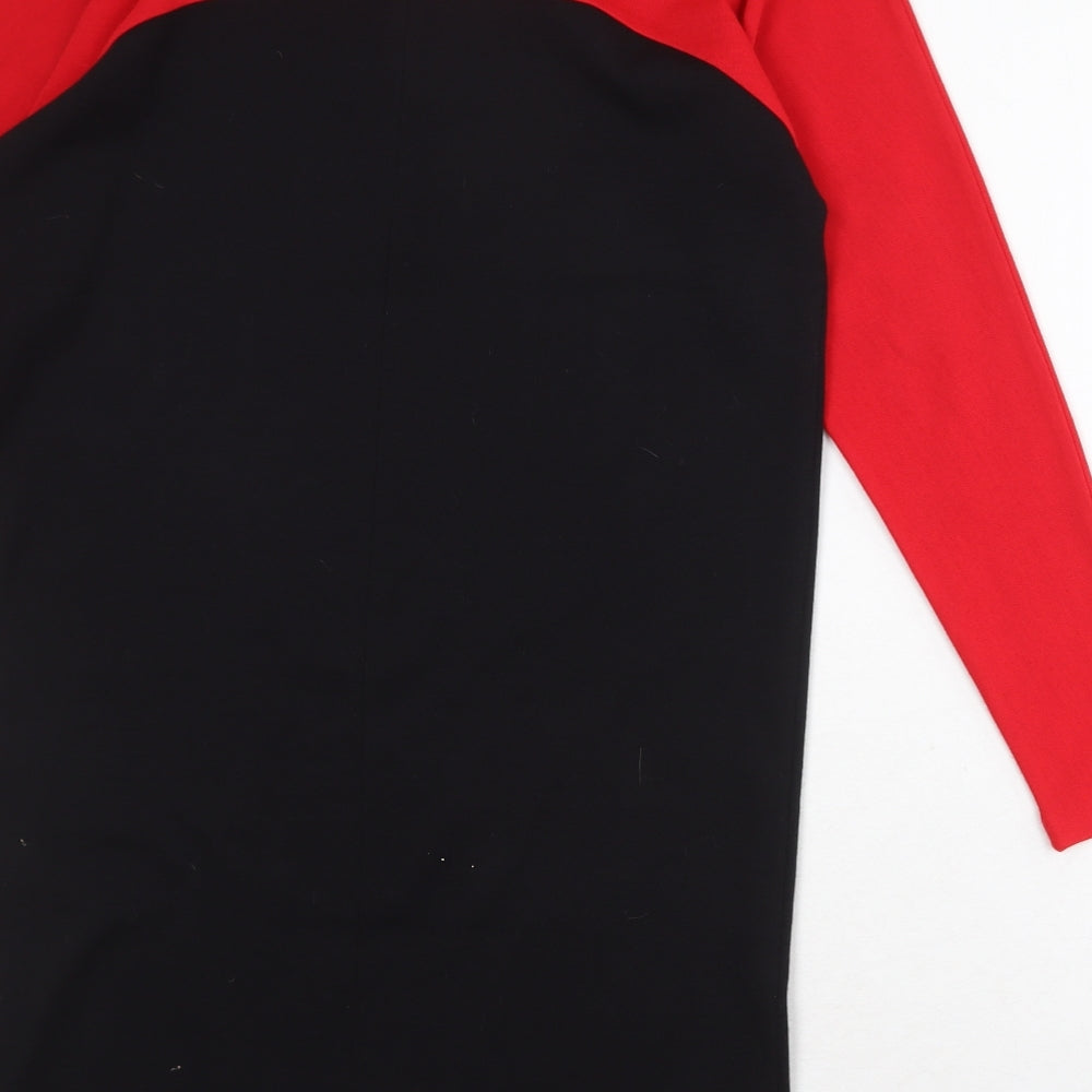 Liz Claiborne Womens Black Colourblock Acrylic Jumper Dress Size S Boat Neck Zip