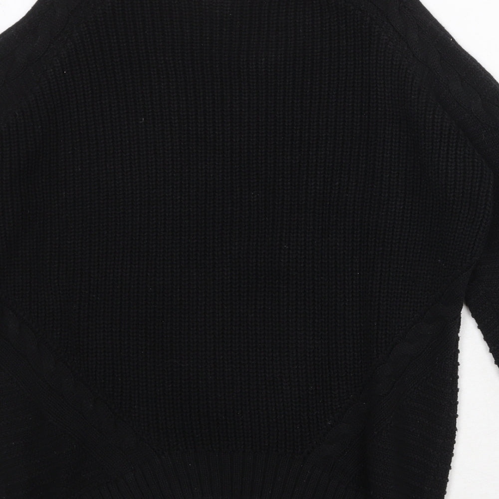 Divided by H&M Womens Black Round Neck Cotton Pullover Jumper Size M - Cold Shoulder
