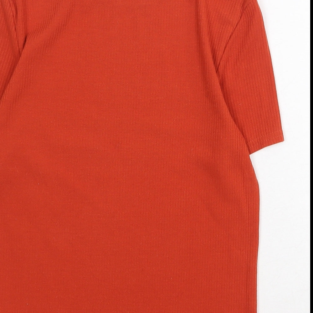 New Look Womens Orange Polyester Basic T-Shirt Size 12 Round Neck