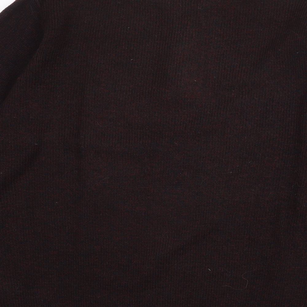 Marks & Spencer Mens Red Collared Acrylic Pullover Jumper Size M Long Sleeve