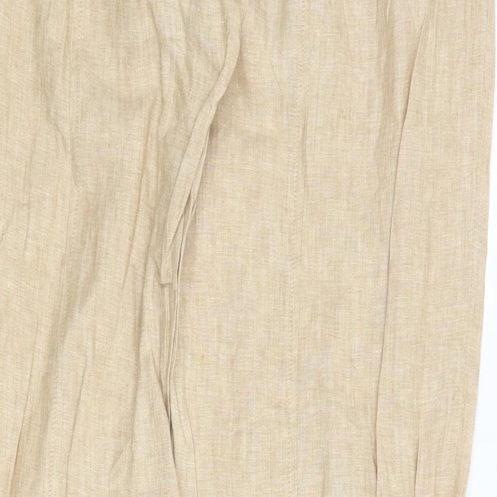 Aryton Womens Beige Linen Trousers Size 14 Regular Zip