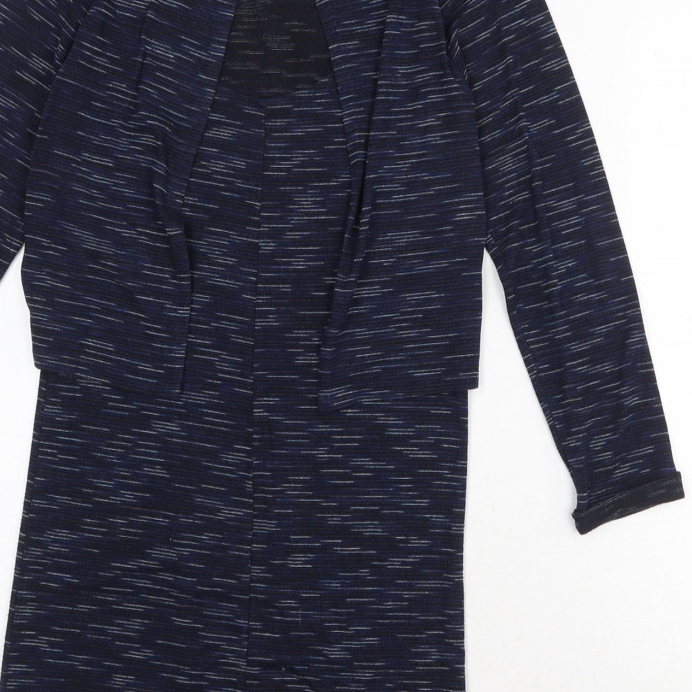 Topshop Womens Blue Geometric Viscose A-Line Size 6 Round Neck Pullover