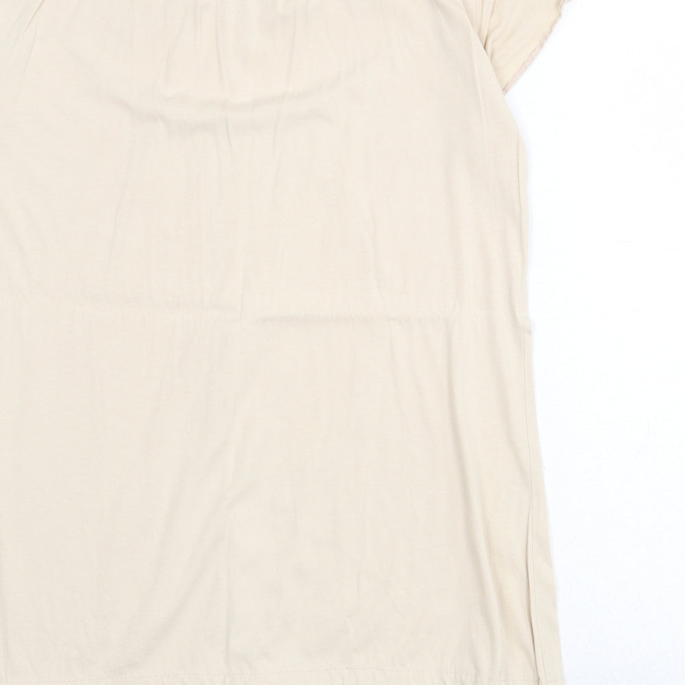 Evans Womens Beige 100% Cotton Basic Blouse Size 14 Round Neck