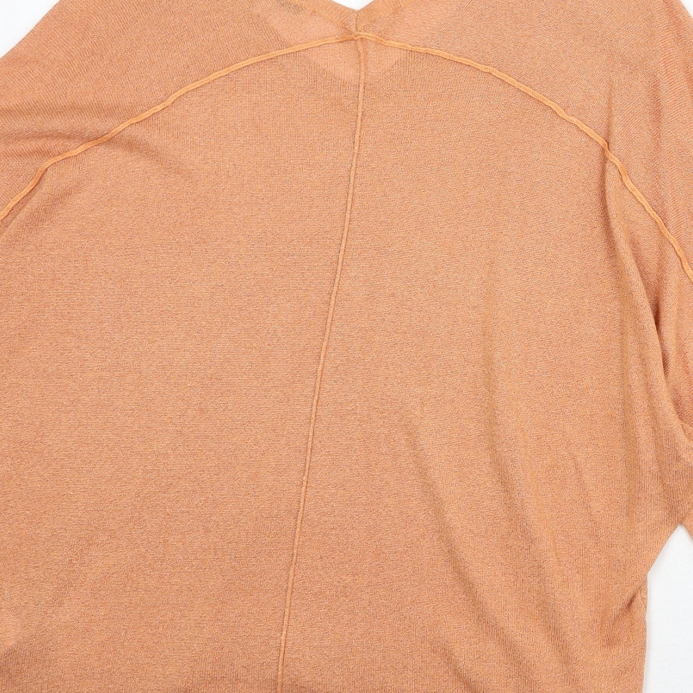 NEXT Womens Orange V-Neck Viscose Pullover Jumper Size S