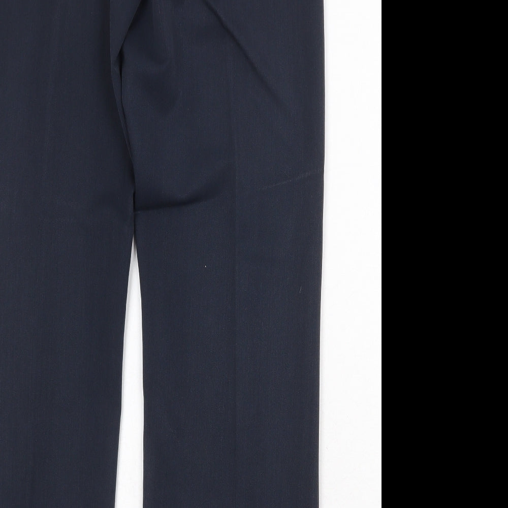 BHS Womens Blue Polyester Dress Pants Trousers Size 8 Regular Zip