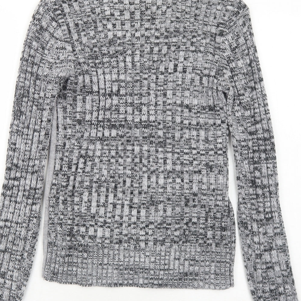 Rainbow Womens Grey High Neck Acrylic Pullover Jumper Size 8