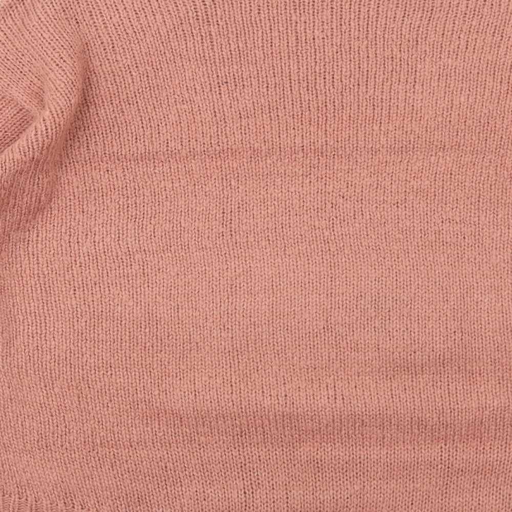 New Look Womens Pink Round Neck Acrylic Pullover Jumper Size 8