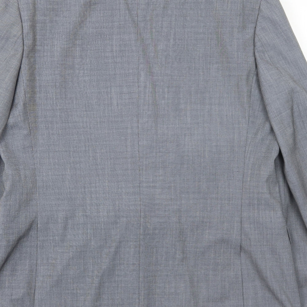 Burton Mens Grey Geometric Polyester Jacket Suit Jacket Size 40 Regular