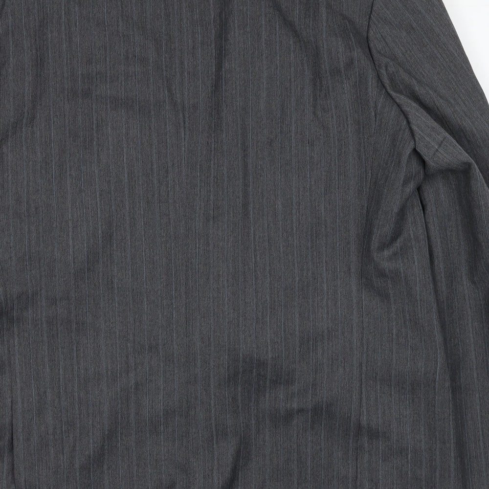 Marks & Spencer Mens Grey Striped Polyester Jacket Suit Jacket Size 42 Regular