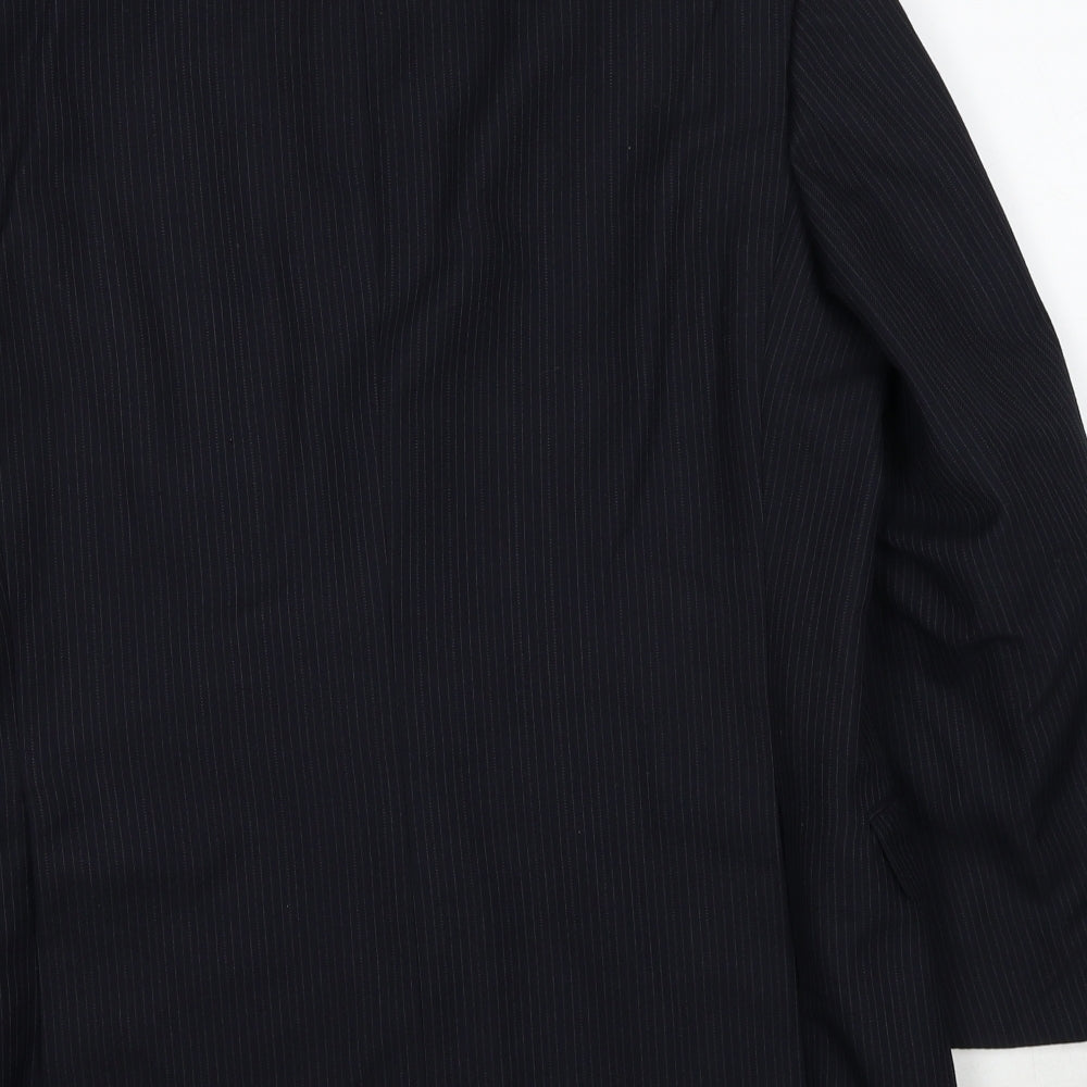 Marks & Spencer Mens Black Striped Polyester Jacket Suit Jacket Size 42 Regular