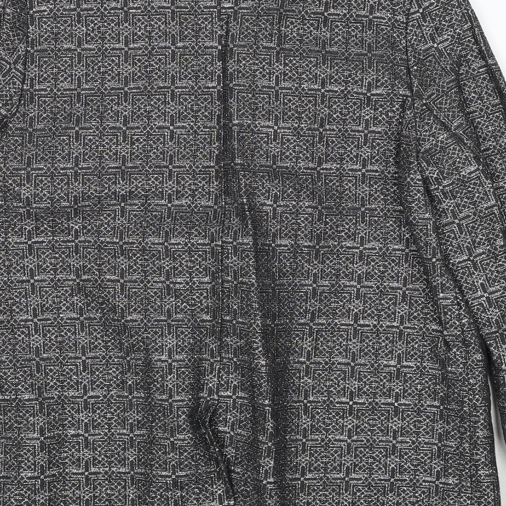 SOFT GREY Womens Silver Geometric Jacket Blazer Size 10 Button
