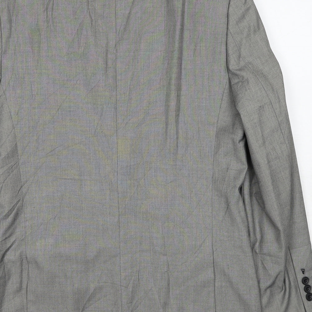 Burton Mens Grey Geometric Polyester Jacket Suit Jacket Size 40 Regular