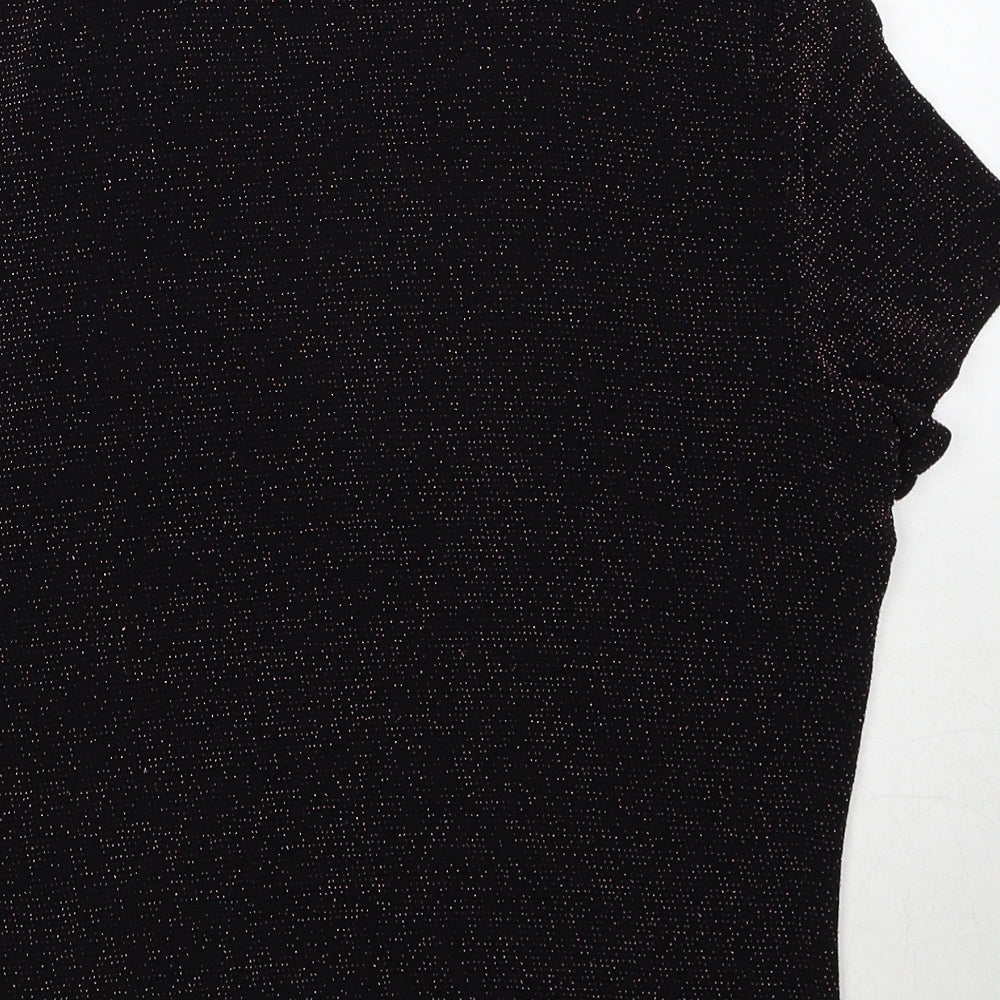 Monki Womens Black Geometric Polyamide Basic Blouse Size M Mock Neck