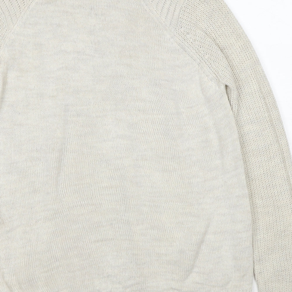 Stradivarius Womens Beige Round Neck Acrylic Pullover Jumper Size S