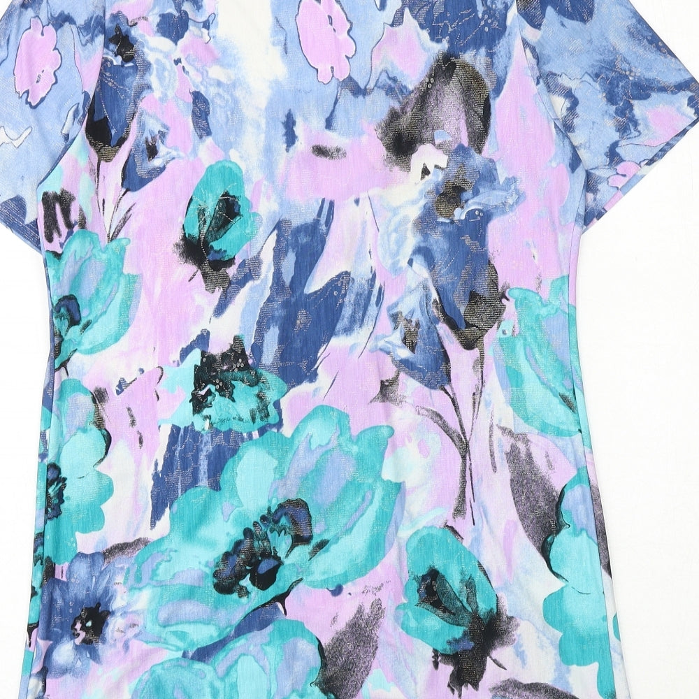 Saloos Womens Multicoloured Floral Polyester Basic T-Shirt Size S Round Neck