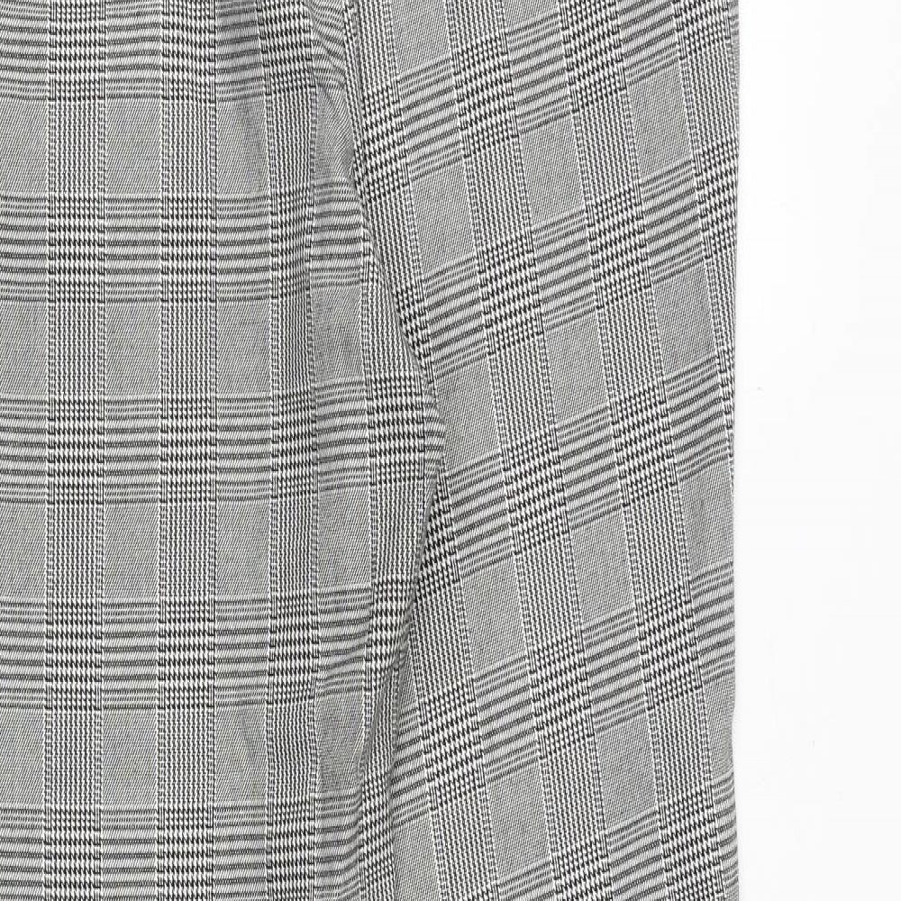 Bluesteel Mens Grey Plaid Polyester Carrot Trousers Size M Regular Zip