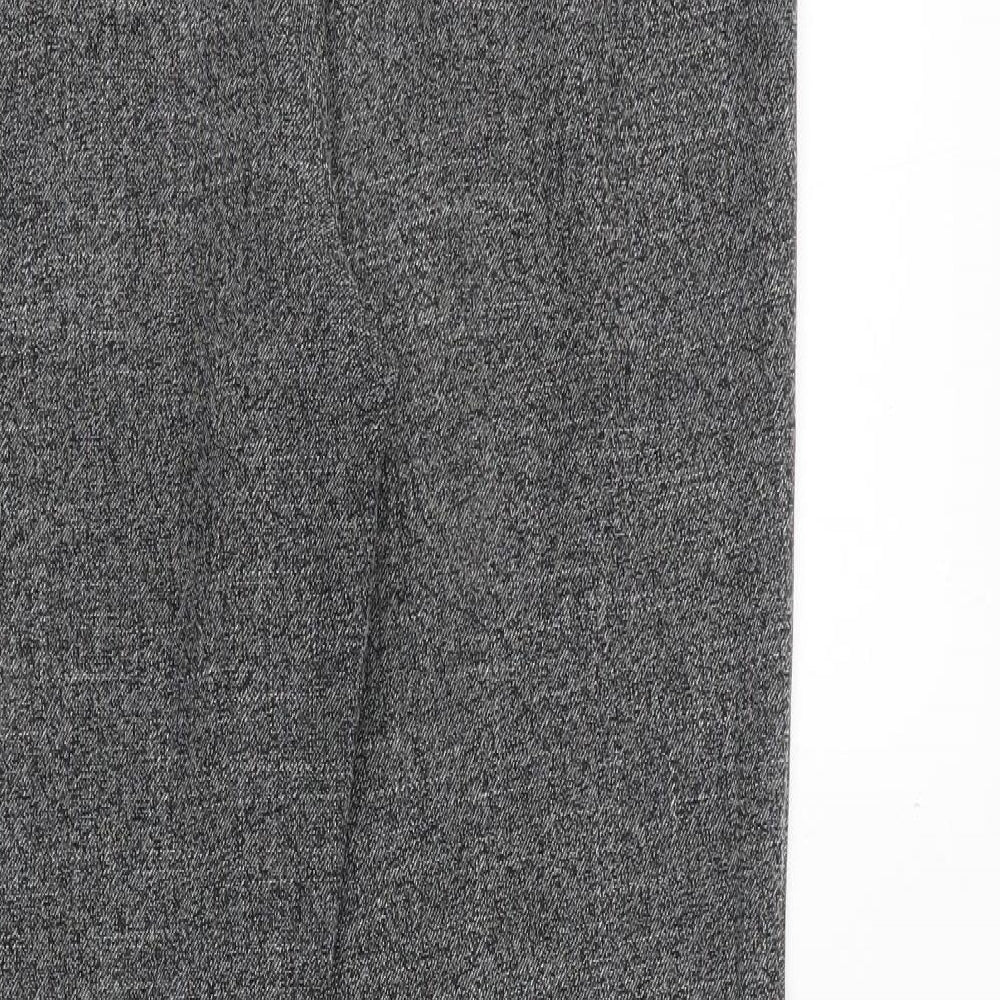 M&Co Womens Grey Geometric Polyester Chino Trousers Size 14 Regular Zip