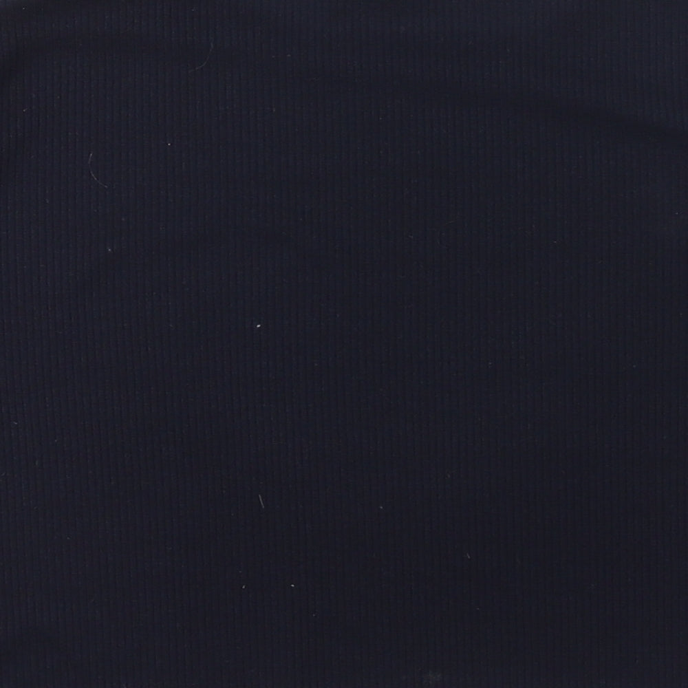 PRETTYLITTLETHING Womens Blue Polyester Cropped T-Shirt Size 14 Crew Neck
