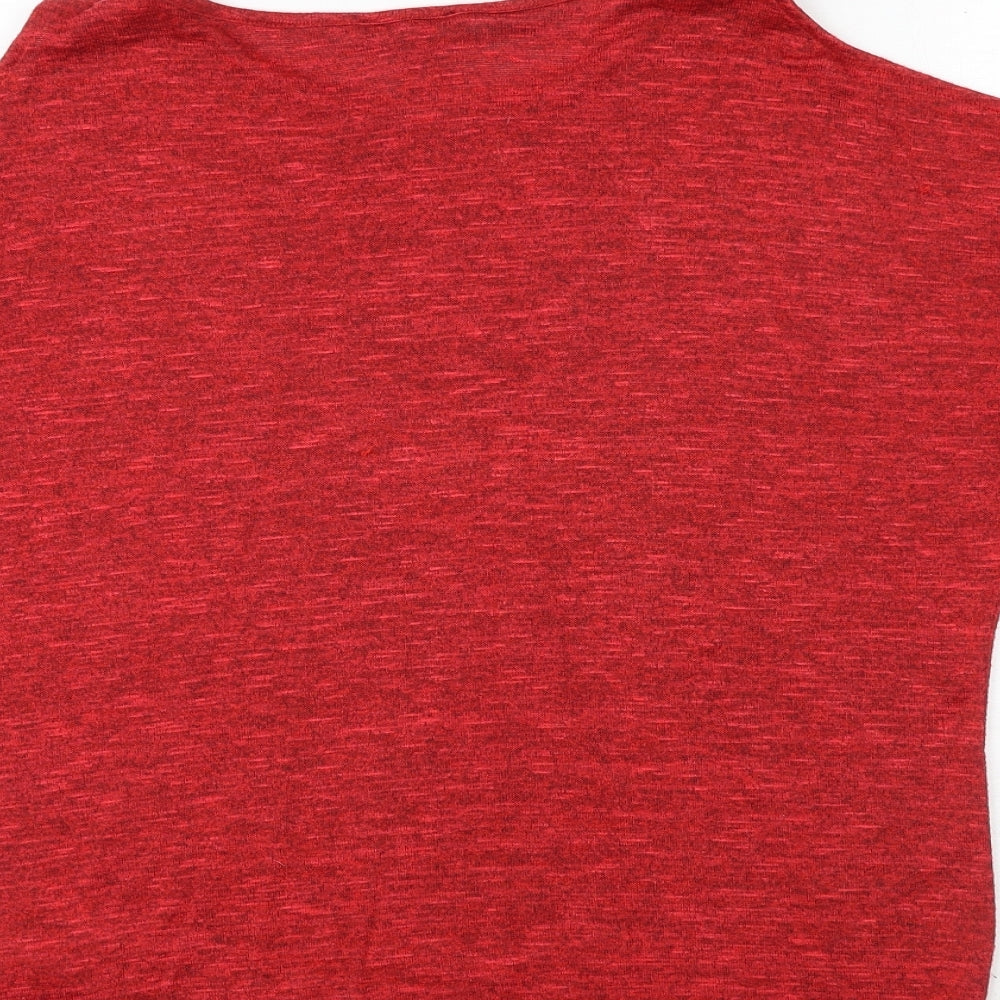 New Look Womens Red Polyester Basic Blouse Size S Boat Neck - Cold Shoulder