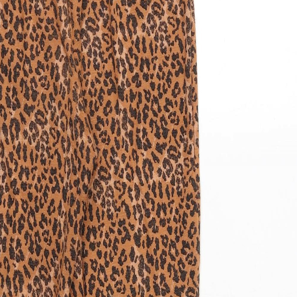ASOS Womens Orange Animal Print Polyester Trousers Size 10 Regular - Leopard Print