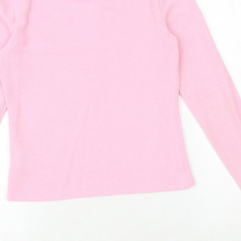 H&M Womens Pink Round Neck Polyester Pullover Jumper Size S