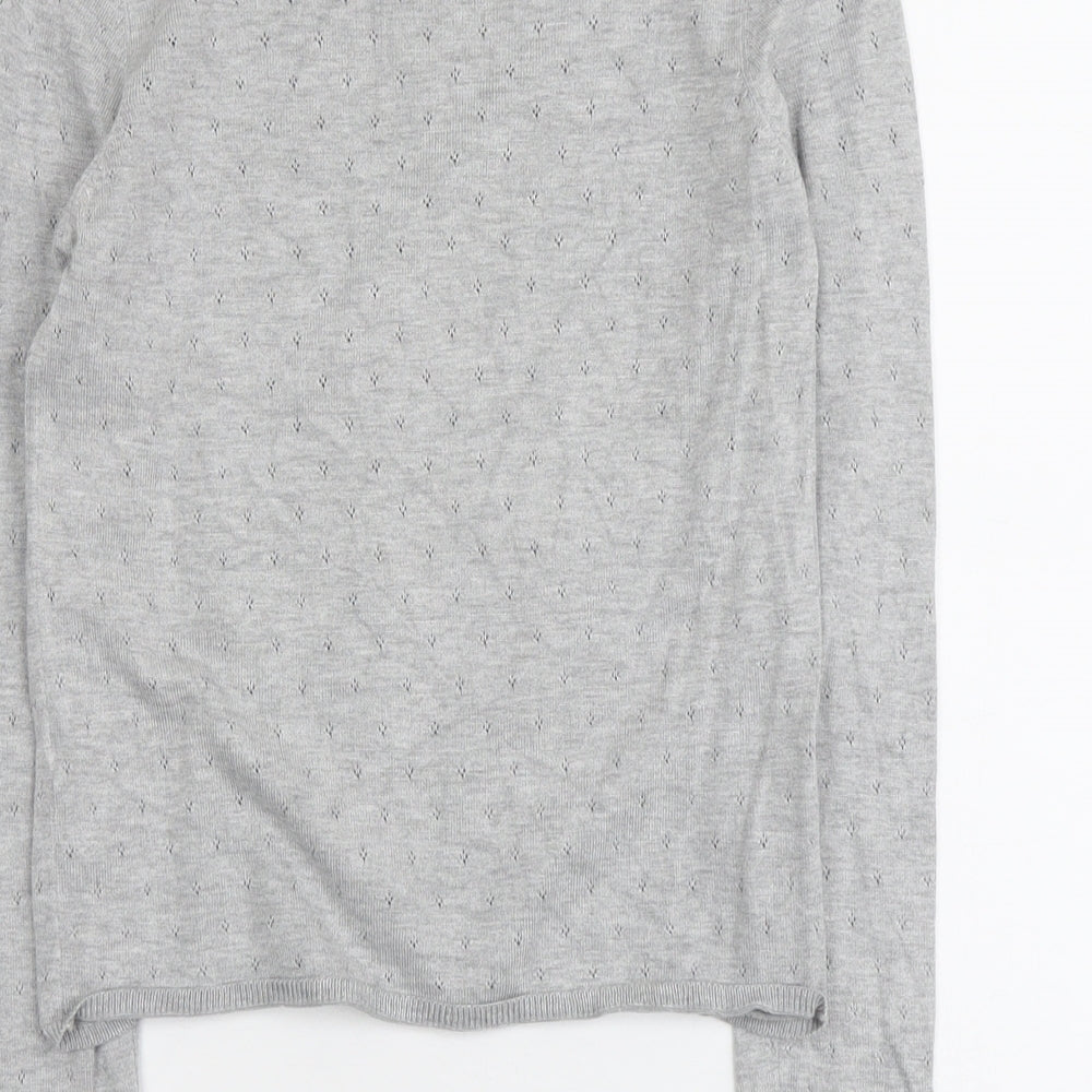 Stradivarius Womens Grey Mock Neck Geometric Acrylic Pullover Jumper Size M