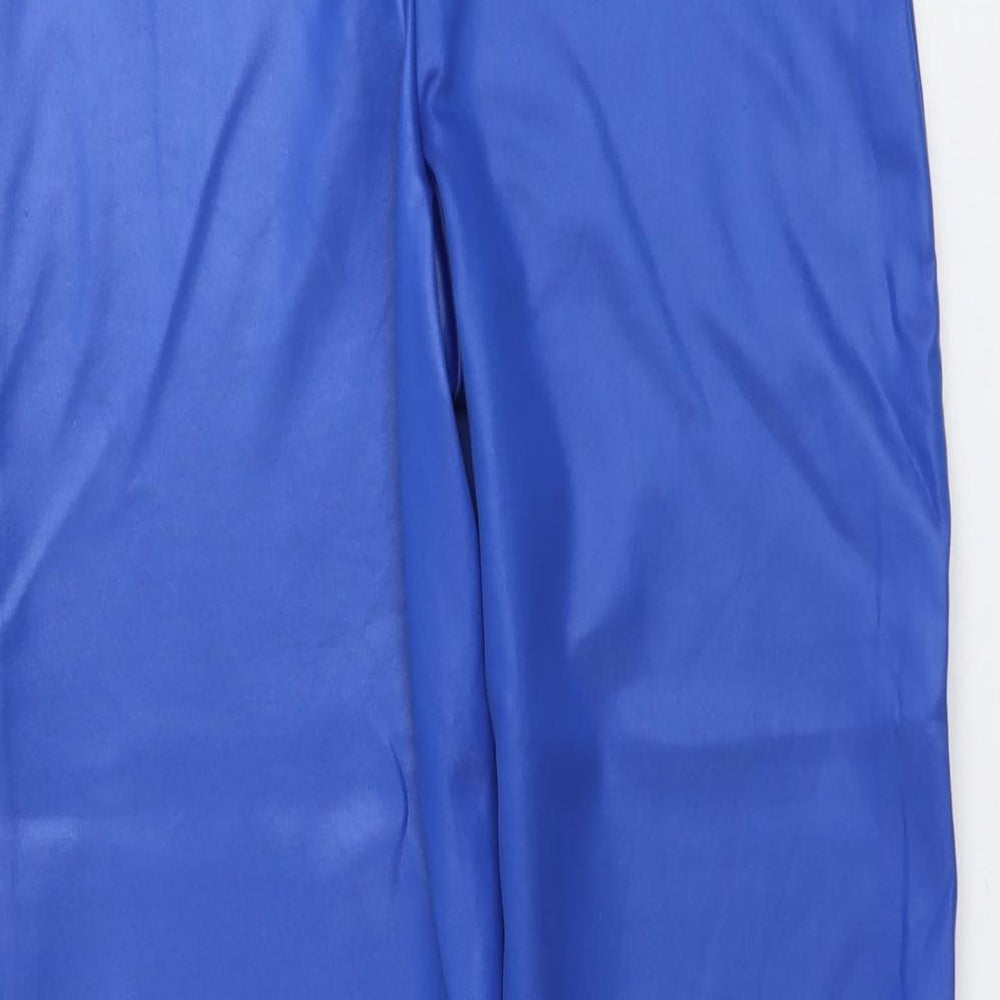 Boohoo Womens Blue Polyester Trousers Size 10 L30 in Regular Zip