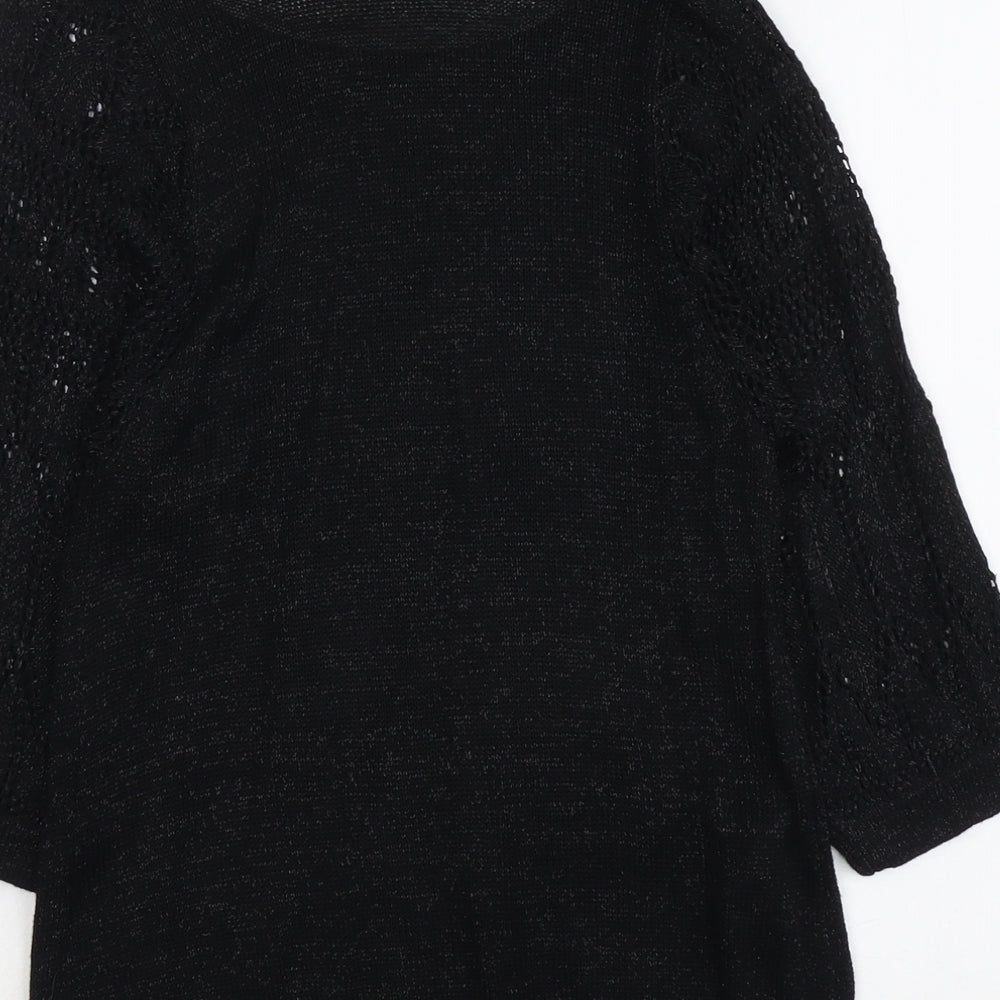 Mango Womens Black Round Neck Viscose Pullover Jumper Size L