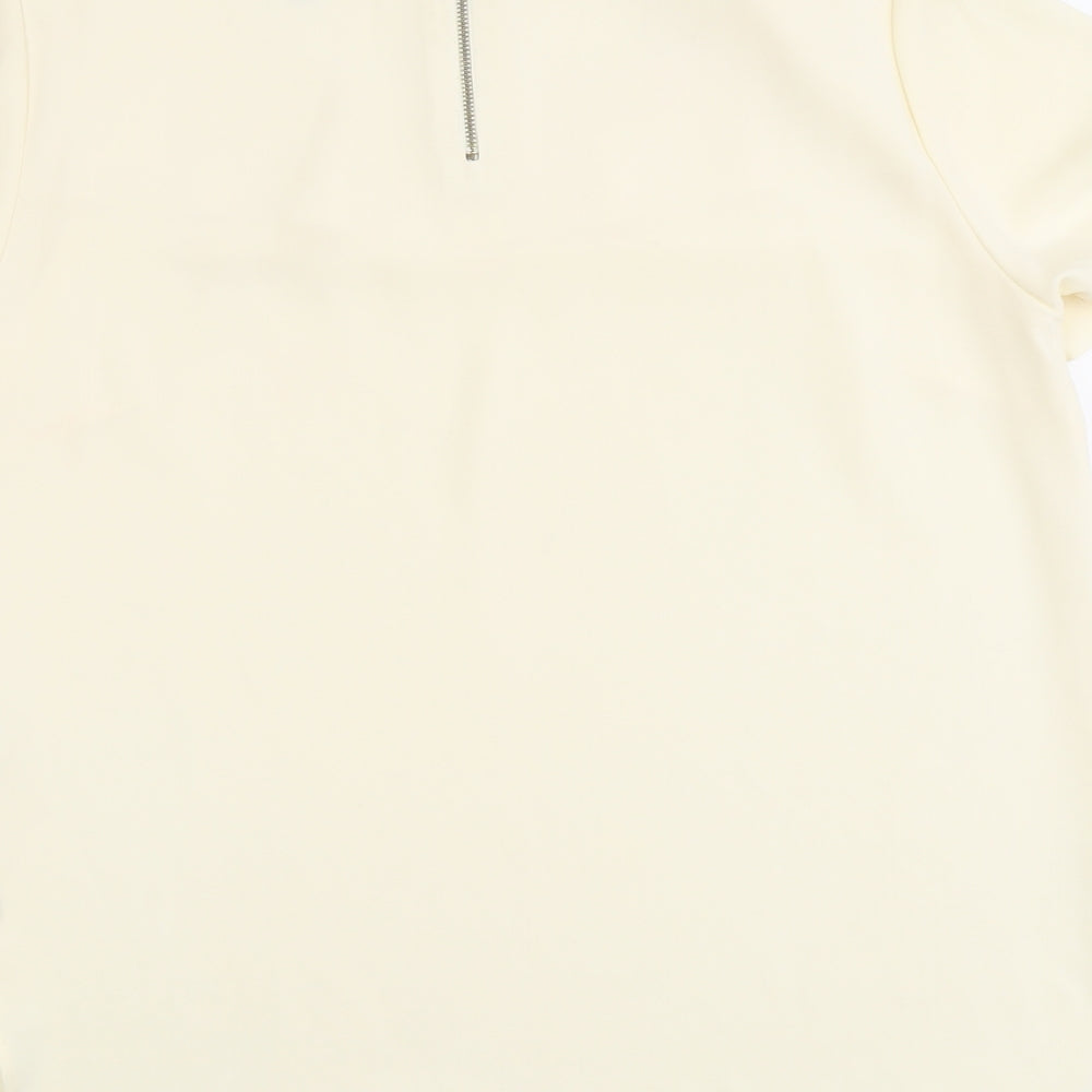 Marks & Spencer Womens Ivory Polyester Basic Blouse Size 12 Round Neck