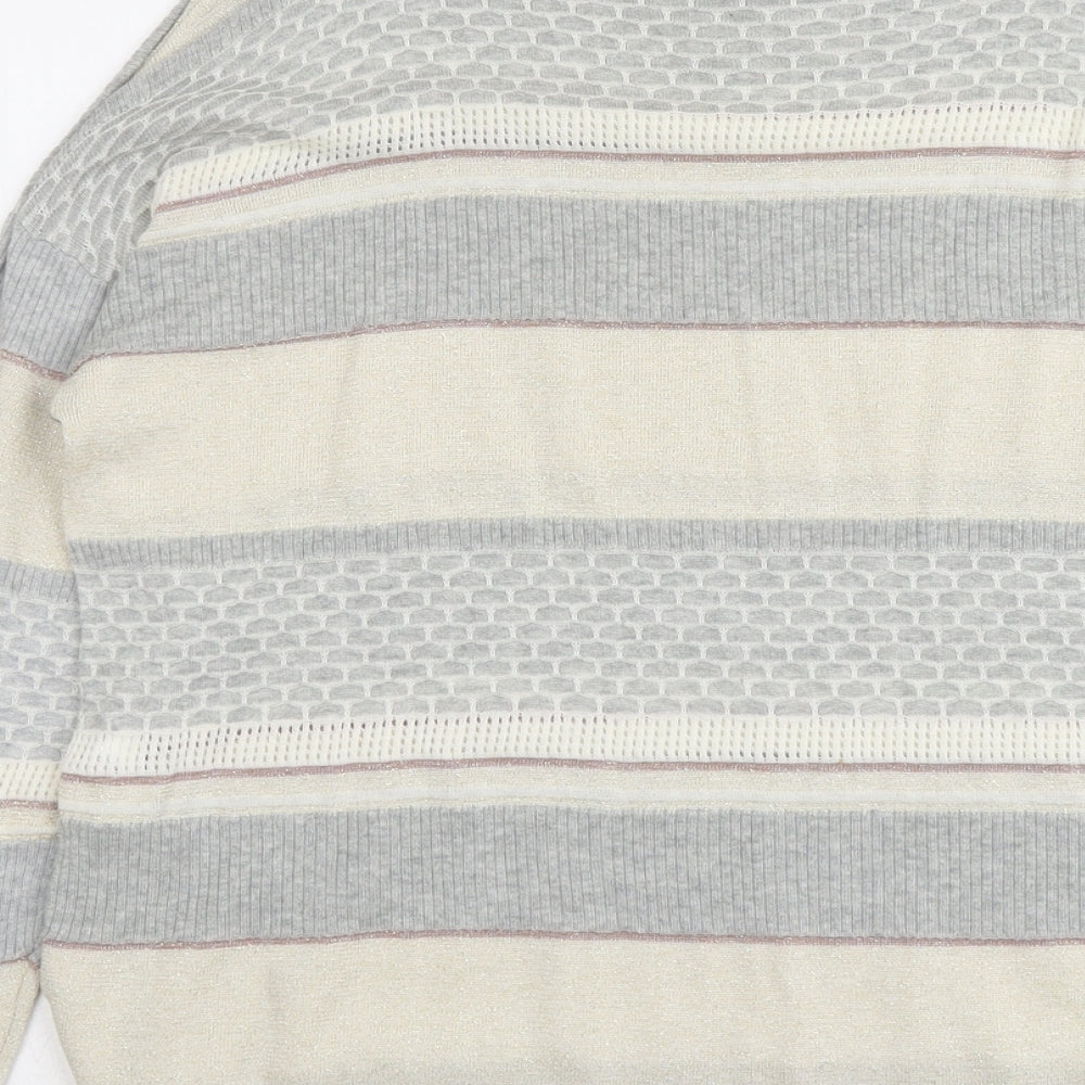Warehouse Womens Multicoloured Round Neck Geometric Viscose Pullover Jumper Size 12