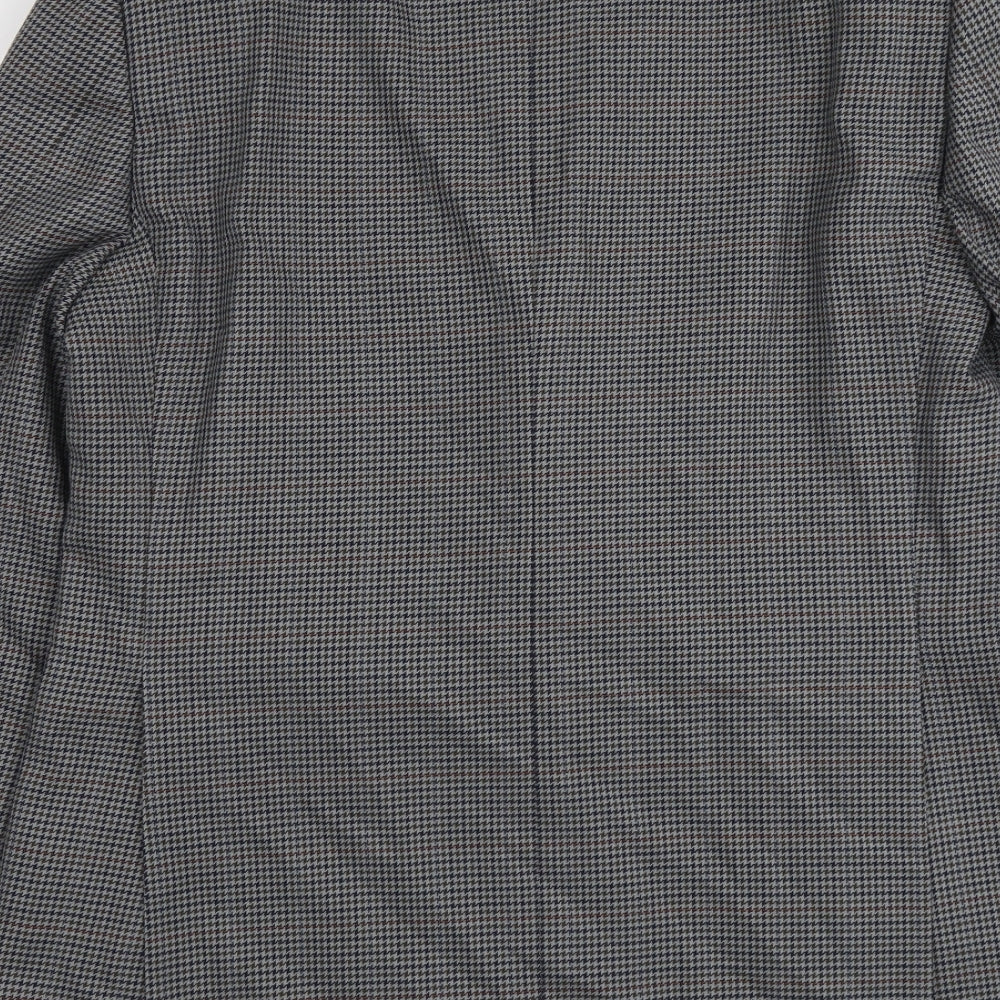 Wellington Mens Grey Houndstooth Polyester Jacket Suit Jacket Size L Regular