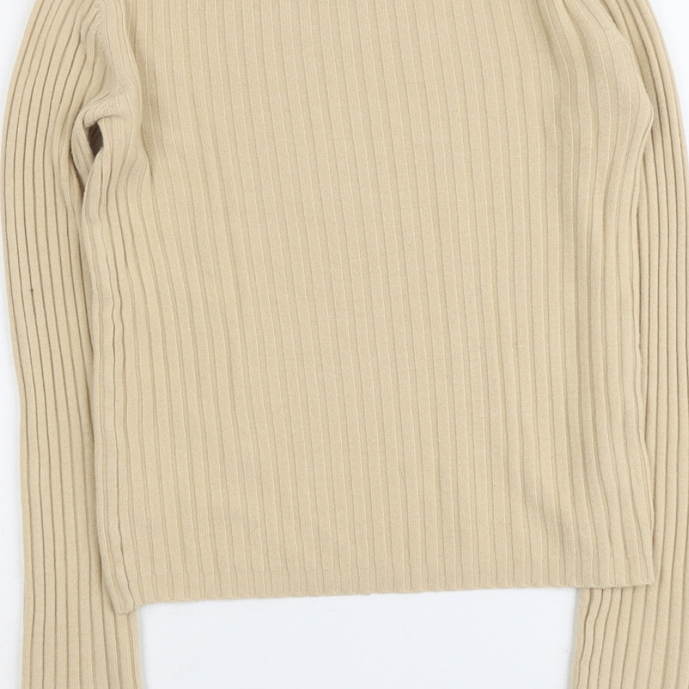 Editions Womens Beige Round Neck Acrylic Pullover Jumper Size 10 - Size 10-12