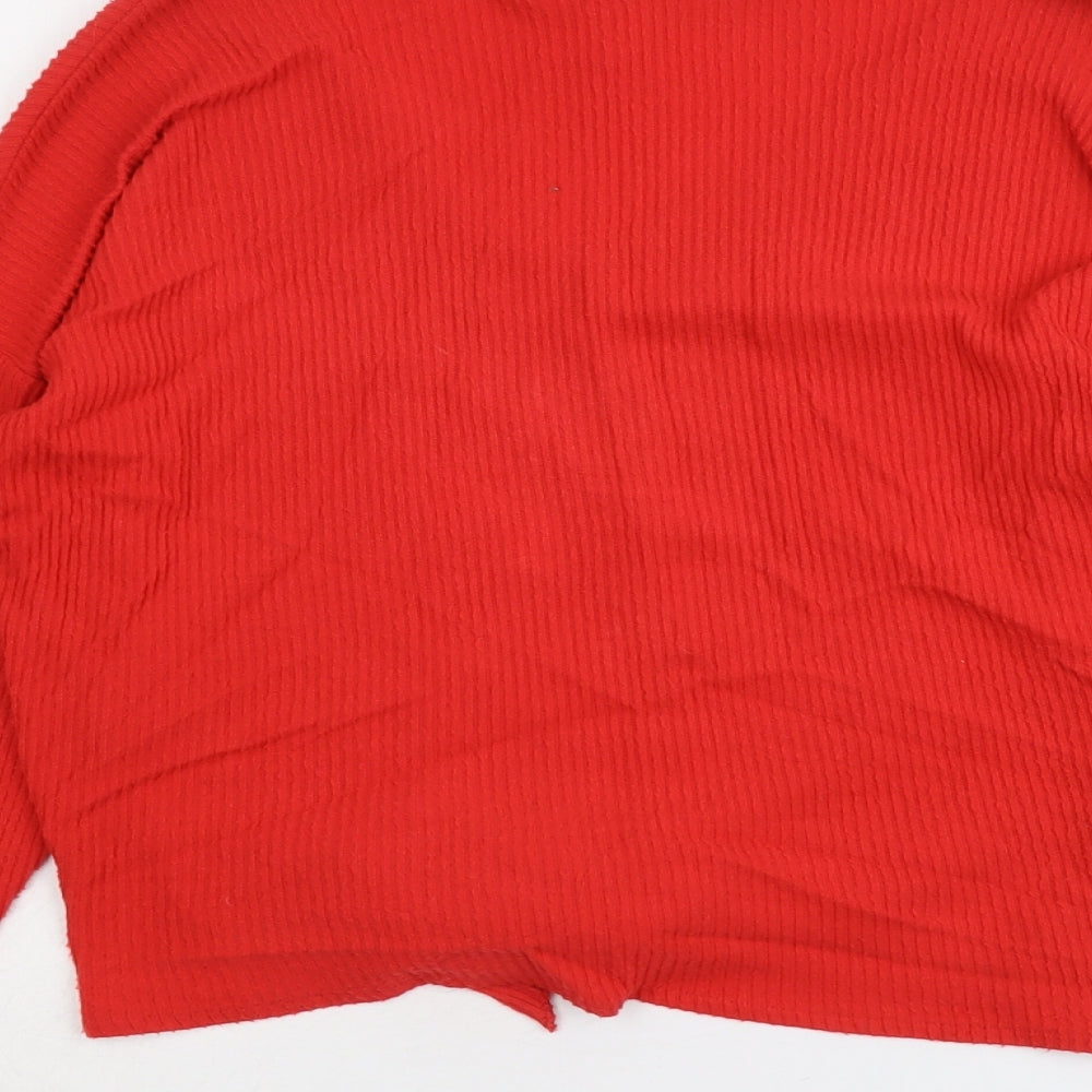 New Look Womens Red V-Neck Viscose Pullover Jumper Size S - Knot Front