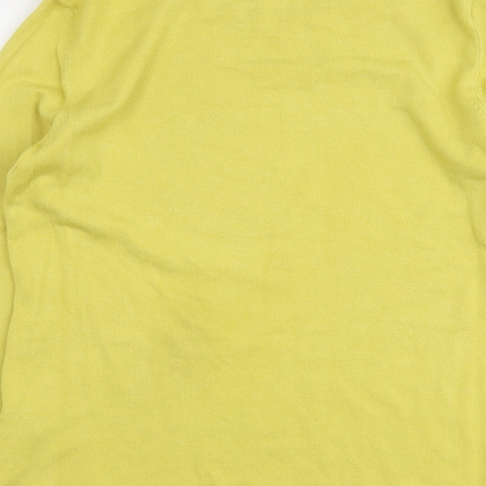 M&Co Womens Yellow Boat Neck Viscose Pullover Jumper Size 12