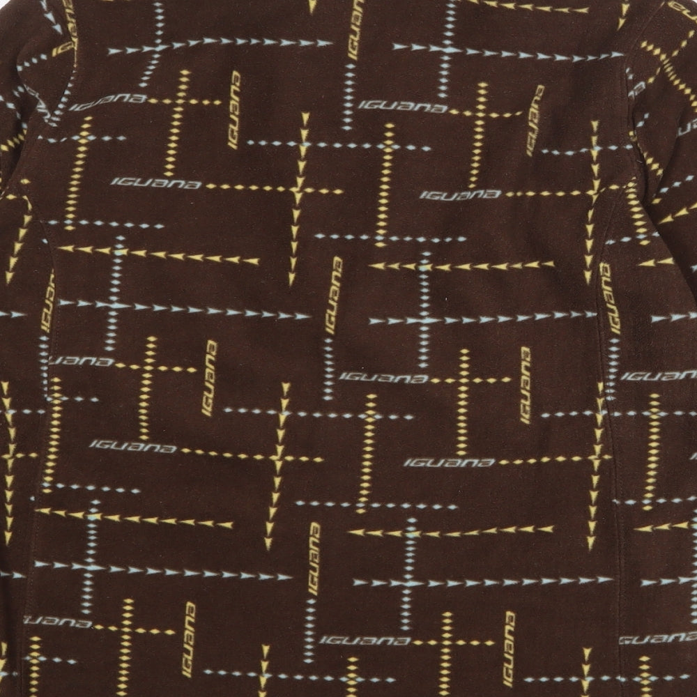 Iguana Womens Brown Geometric Polyester Pullover Sweatshirt Size 14 Zip