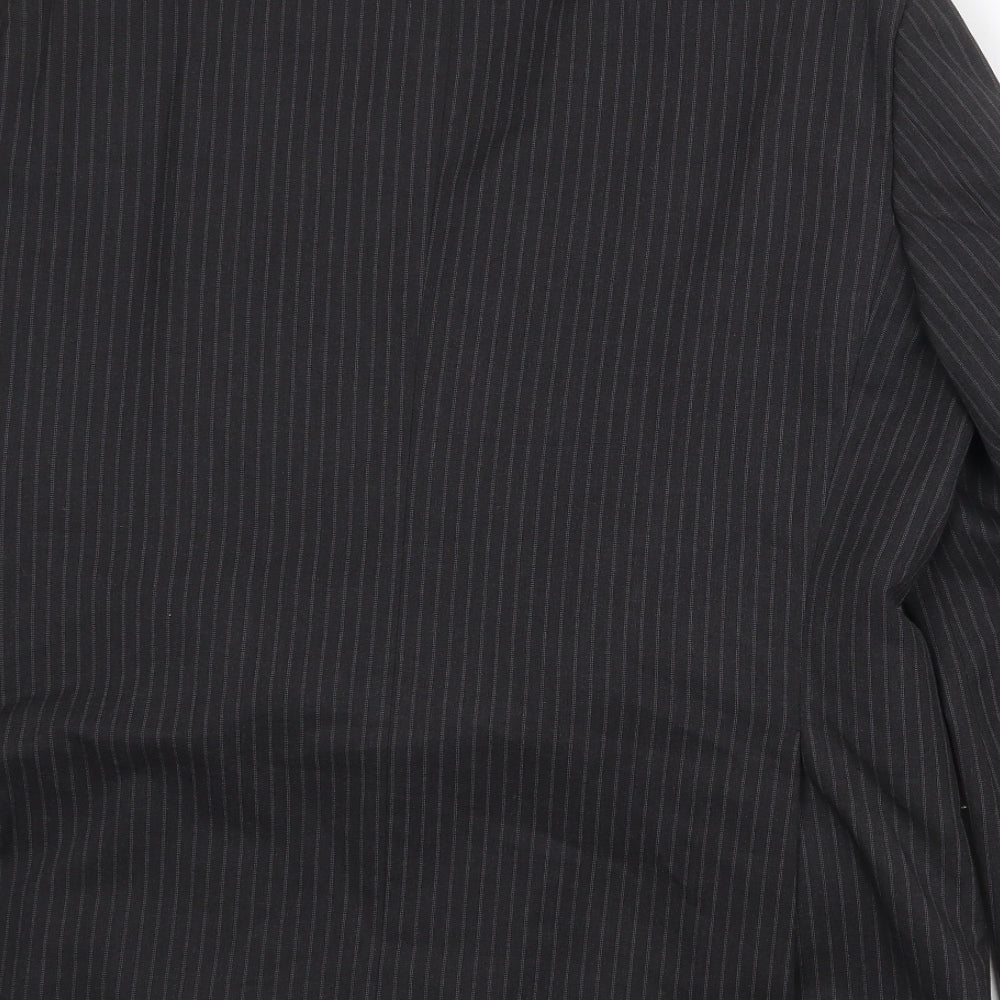 Marks & Spencer Mens Black Striped Polyester Jacket Suit Jacket Size 42 Regular