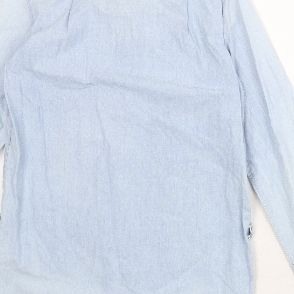 Zara Womens Black 100% Cotton Basic Button-Up Size XS V-Neck