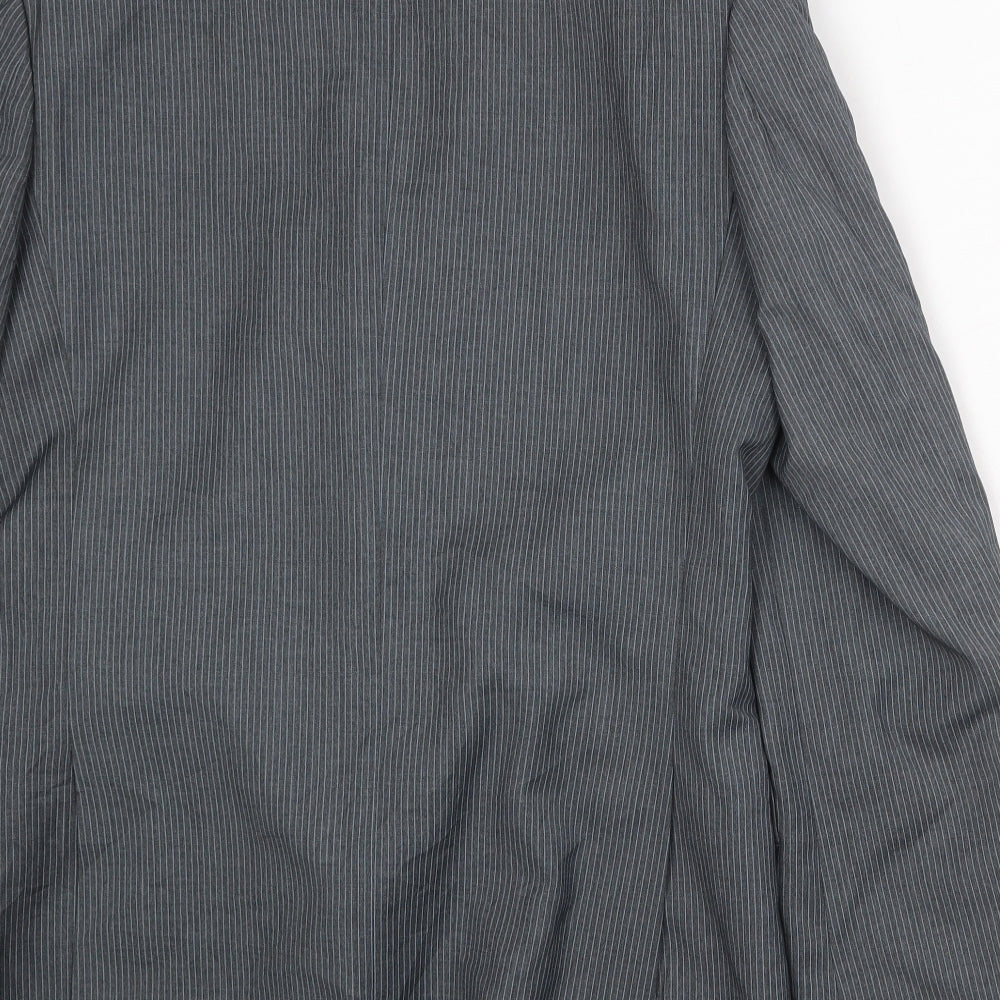 Burton Mens Grey Striped Polyester Jacket Suit Jacket Size 38 Regular