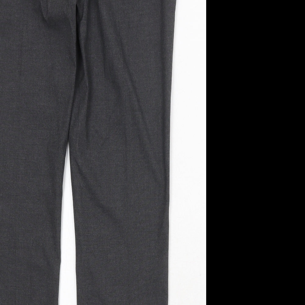 Marks & Spencer Mens Grey Polyester Chino Trousers Size 34 in Regular Zip