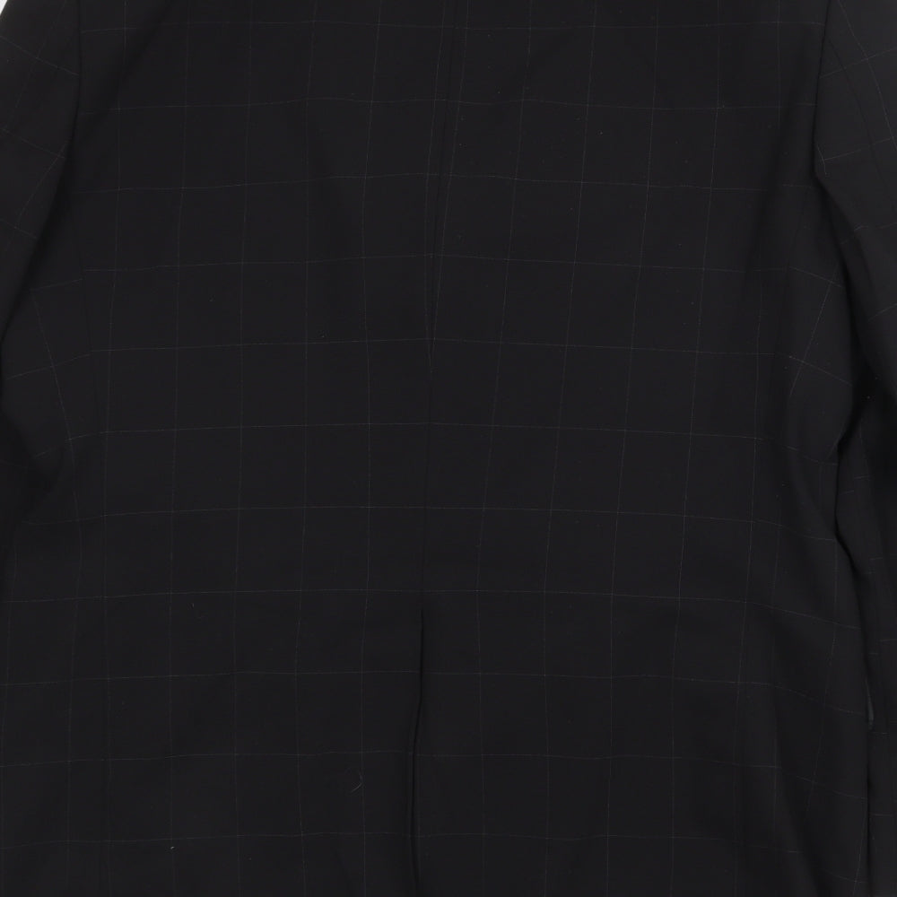 Marks & Spencer Mens Black Check Polyester Jacket Suit Jacket Size 42 Regular