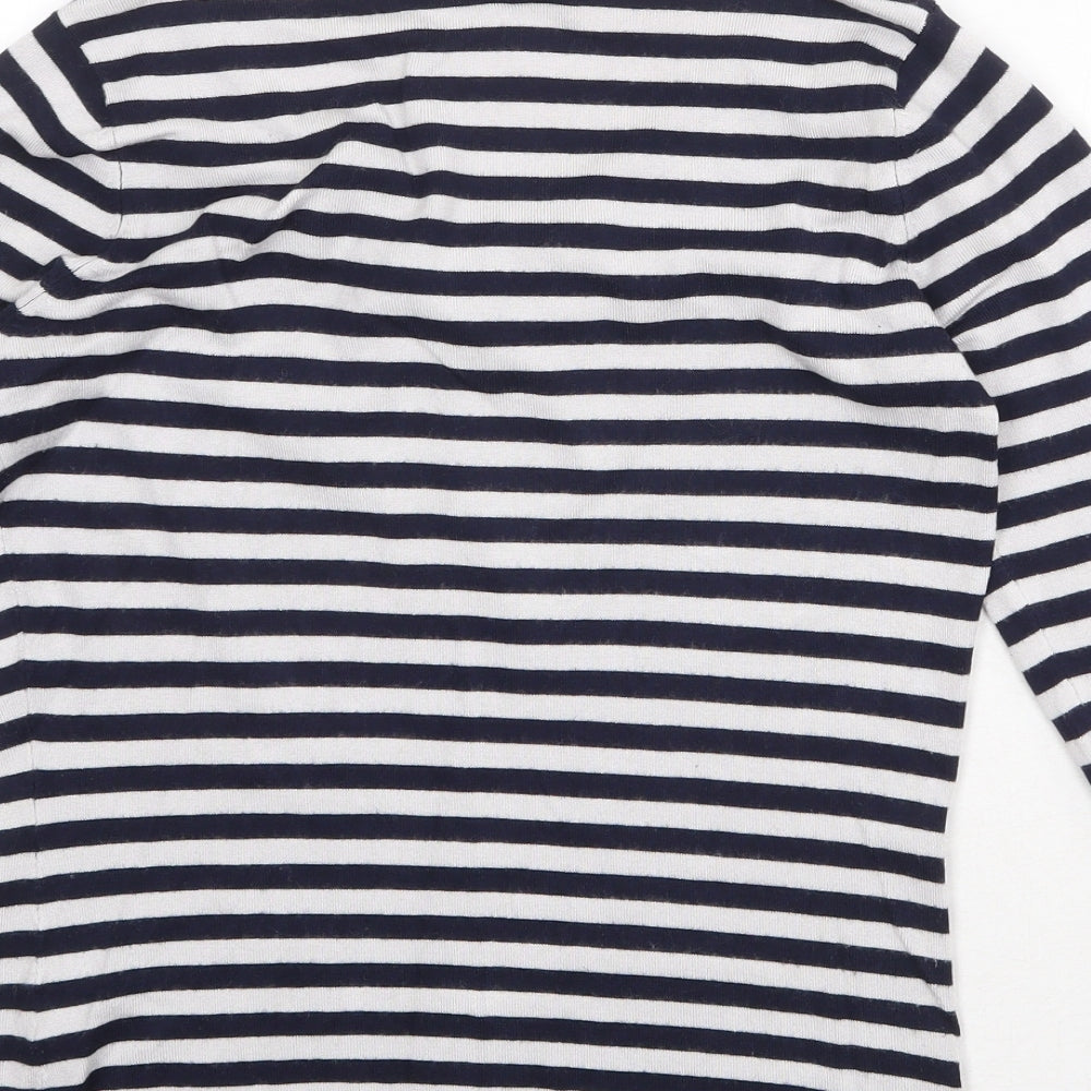 Principles Womens Blue V-Neck Striped Viscose Pullover Jumper Size 10