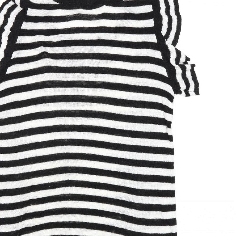 NEXT Womens Black Round Neck Striped Acrylic Pullover Jumper Size 12