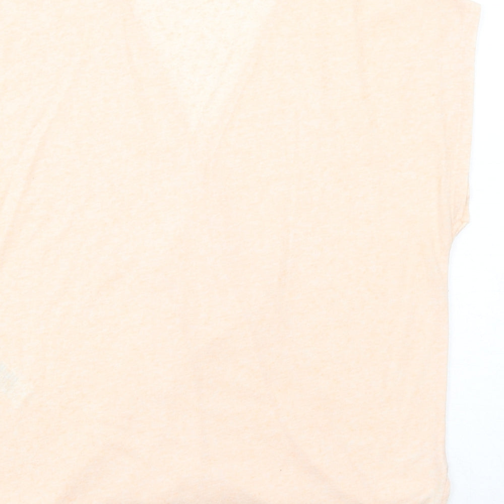 New Look Womens Pink Polyester Basic Blouse Size 8 V-Neck