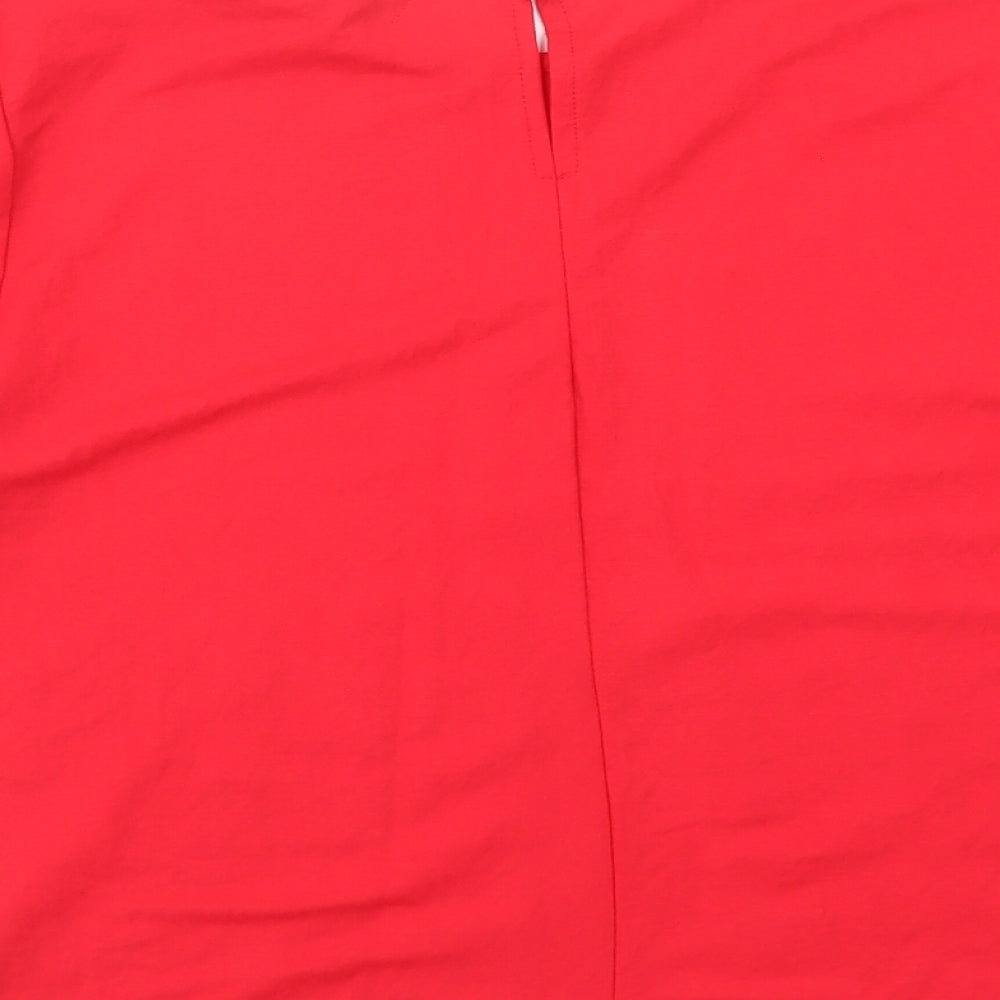Warehouse Womens Red Viscose Basic Blouse Size 12 Round Neck