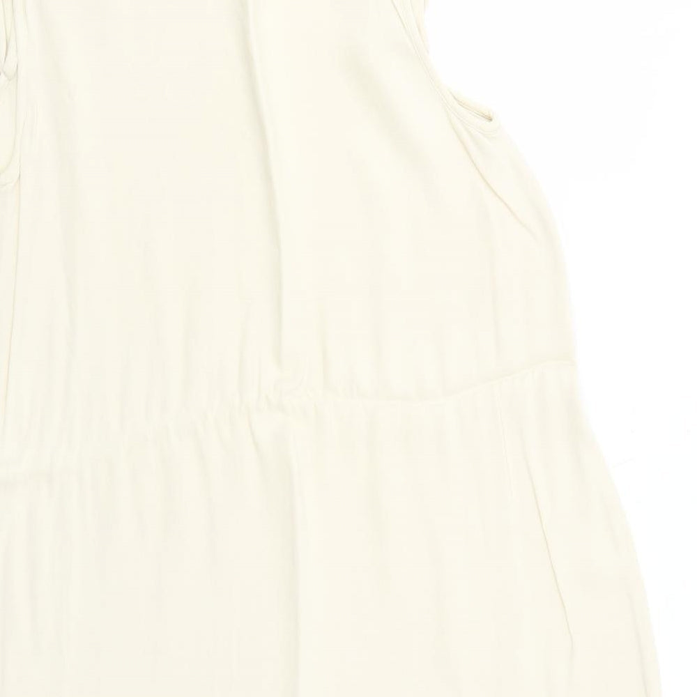 Uterque Womens Ivory Viscose Trapeze & Swing Size M Round Neck Pullover