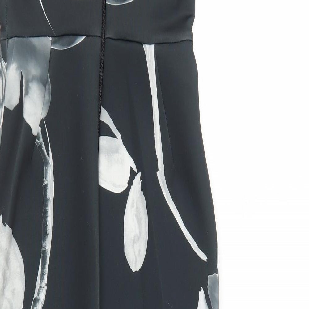 ASOS Womens Black Floral Polyester Bodycon Size 4 One Shoulder Zip